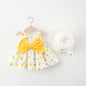 Summer New Baby Girl Print Bow Suspender Dress