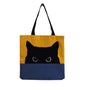 Color Matching Cat Cotton And Linen Shopping Bag Cartoon Women's Shoulder Handbag