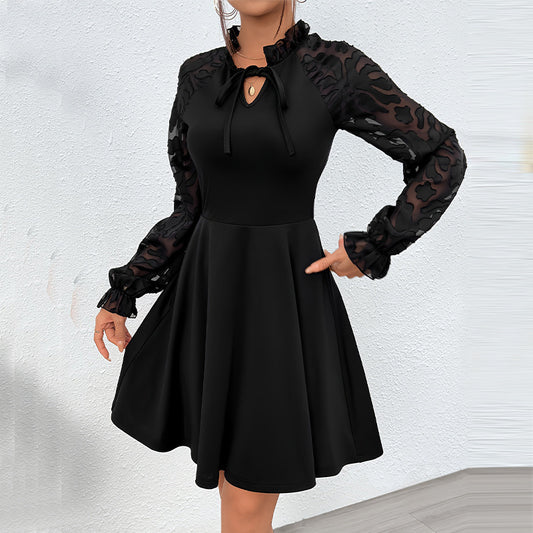 Design Lace Long Sleeve Dress Tether