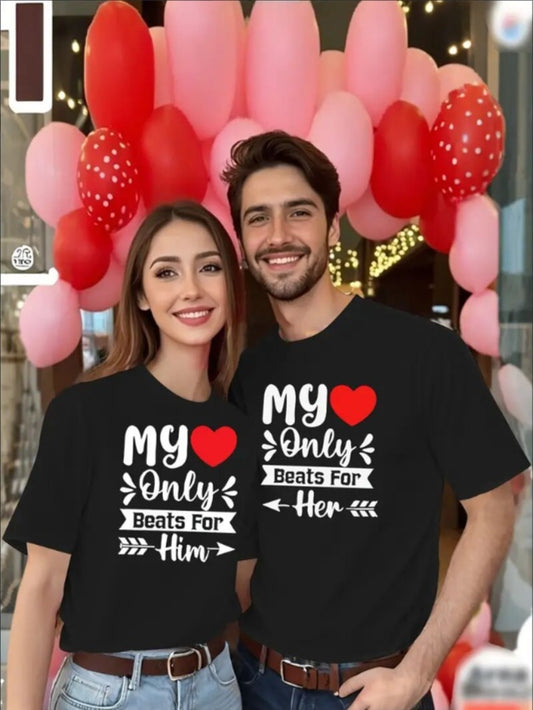 Love Valentine'S Day T-Shirt,   Couple T-Shirt, Couple Christmas, Fashion Casual T-Shirt, Short-Sleeved T-Shirt