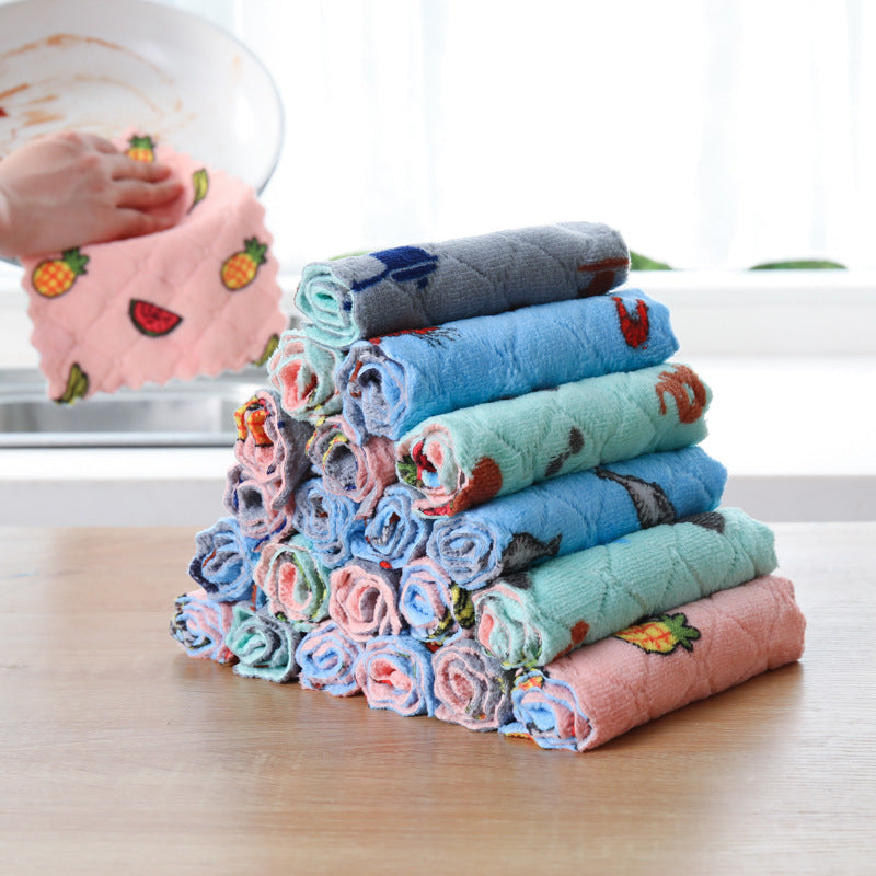 Kitchen rag coral velvet dishwashing towel