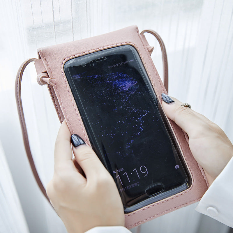 Cross Body Mobile Phone Bag Touching Screen Clear Window Mini Purse Cell Phone Bag Pouch