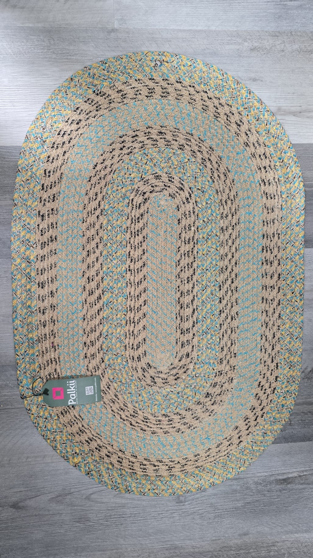 Handcrafted Oval Jute Door Mat – 30" L × 20" W Eco-Friendly Design