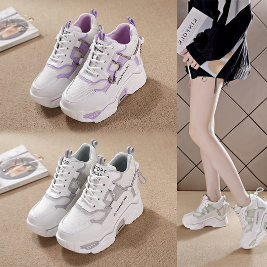 Slimming Thick Bottom Increased Leisure Sports White Shoes