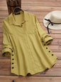 New Women's Solid Color Striped Button Top