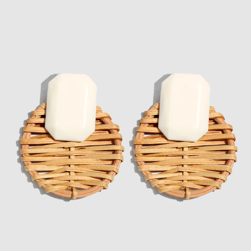 Rattan boho earrings