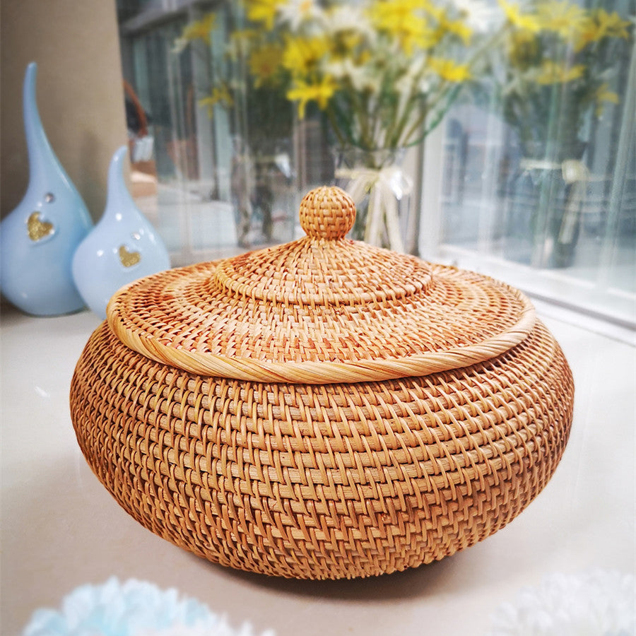 Hand-Woven Candy Box Rattan Storage Basket