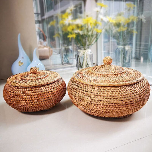 Hand-Woven Candy Box Rattan Storage Basket