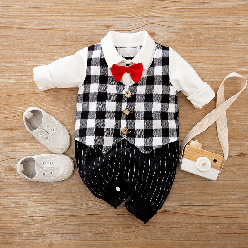 Baby Jumpsuit Spring And Autumn Models Foreign Trade Gentleman Baby Clothes Long-Sleeved Baby Clothes Baby Clothes