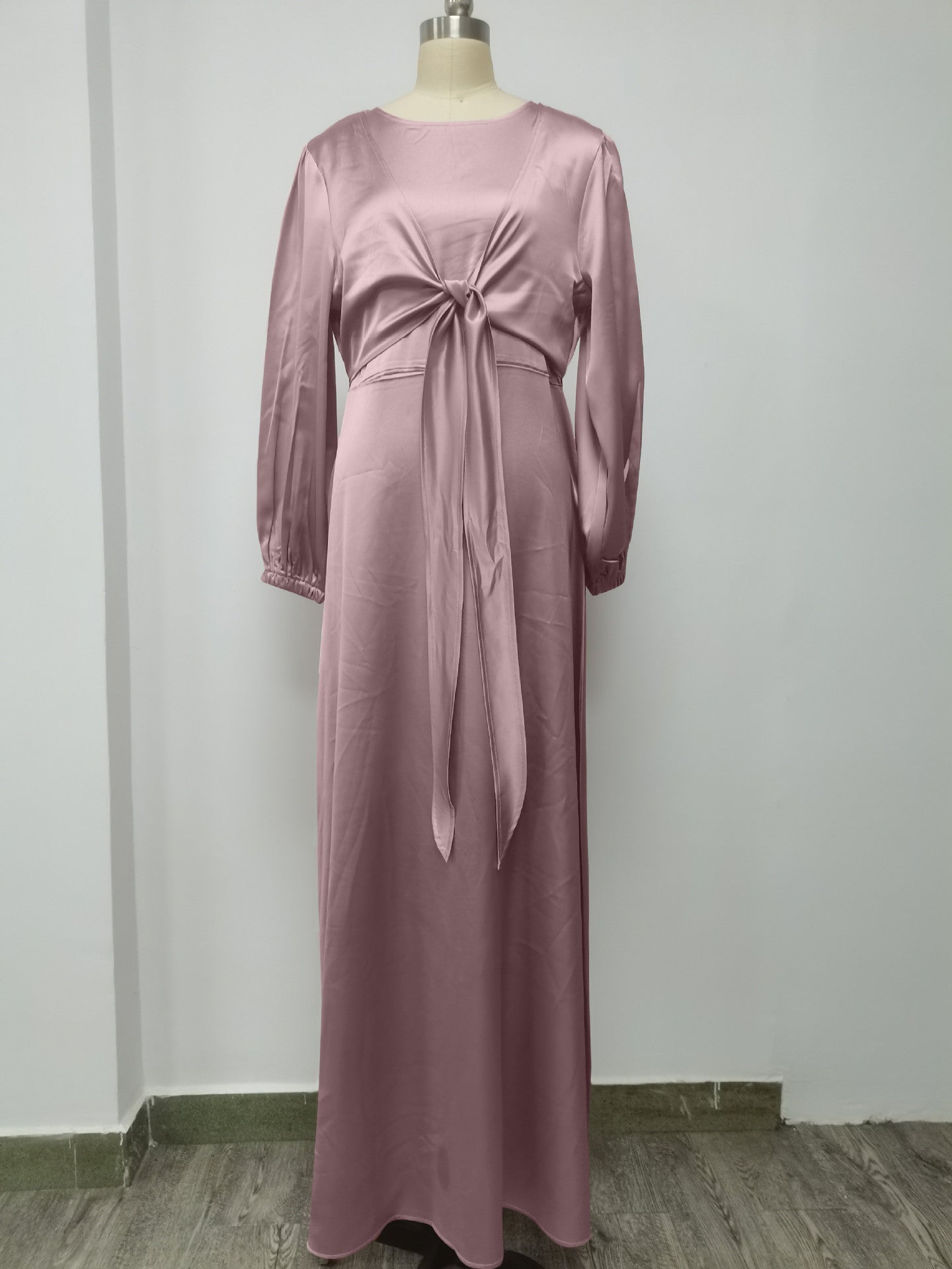 Women Hijab Satin Dress Islam Caftan