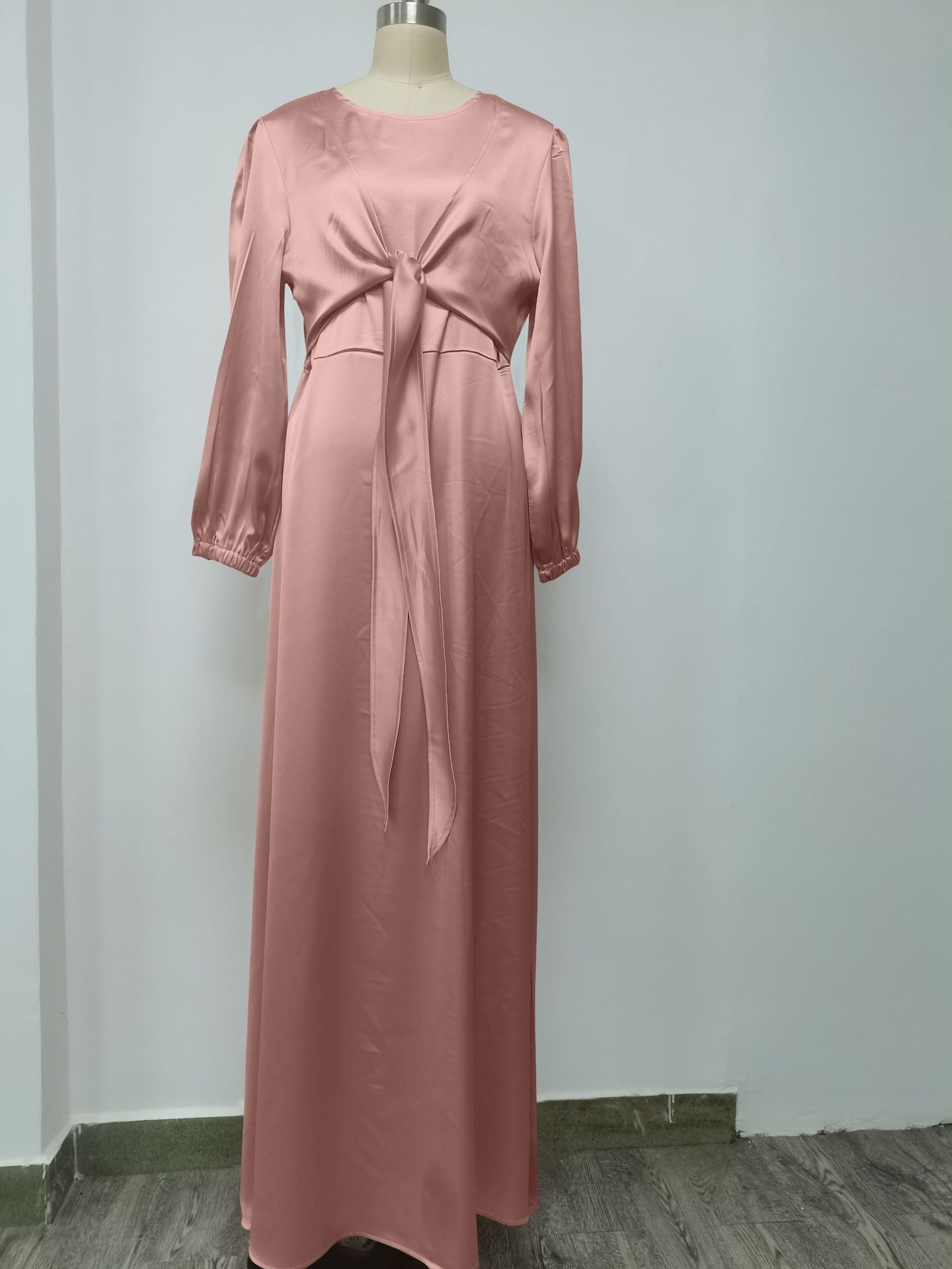 Women Hijab Satin Dress Islam Caftan