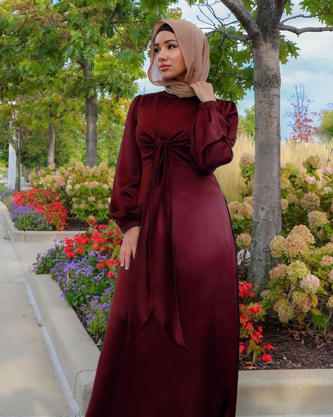 Women Hijab Satin Dress Islam Caftan