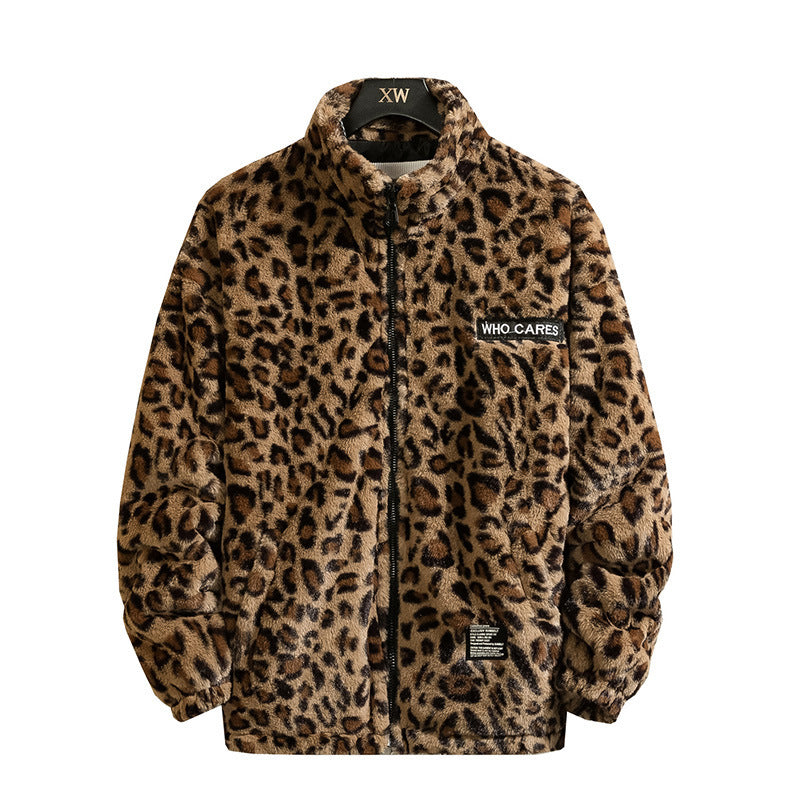 Autumn Winter Coat Coat Vintage Leopard Print Harajuku Hip Hop Style Loose