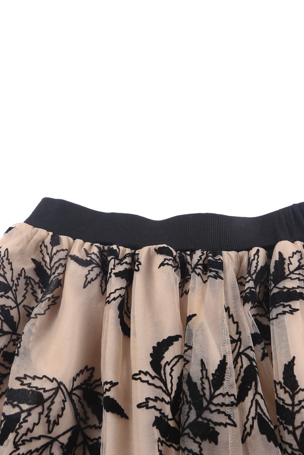 Gold Flame Floral Leaves Embroidered High Waist Maxi Skirt