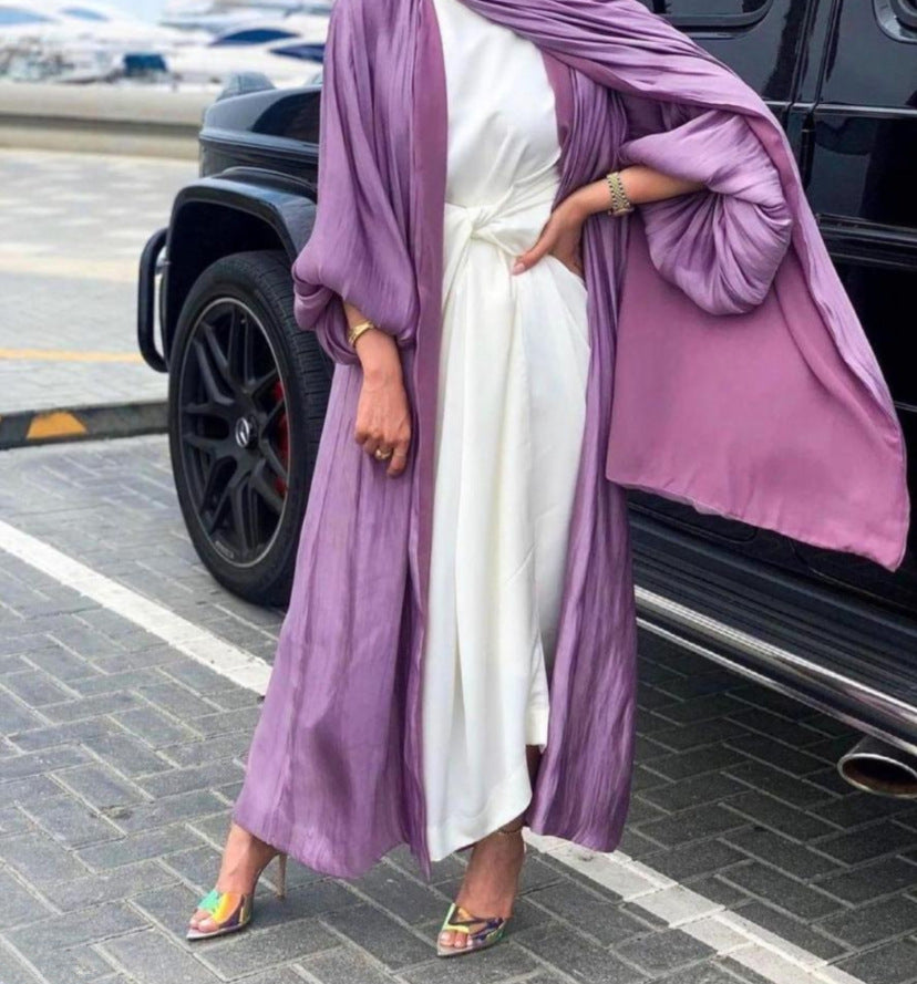 Women Fashion Shining Silklike Summer Abayas