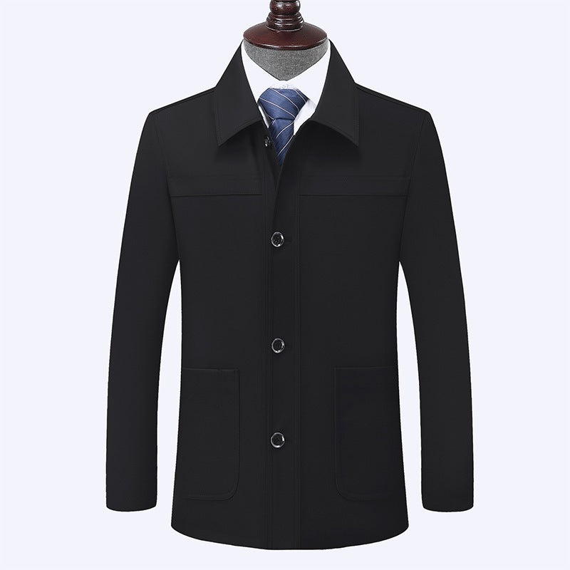 Plus Size Jacket Men's Middle-aged And Elderly Turn-down Collar Coat