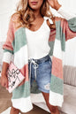 Green Colorblock Stripe Open-Front Cardigan