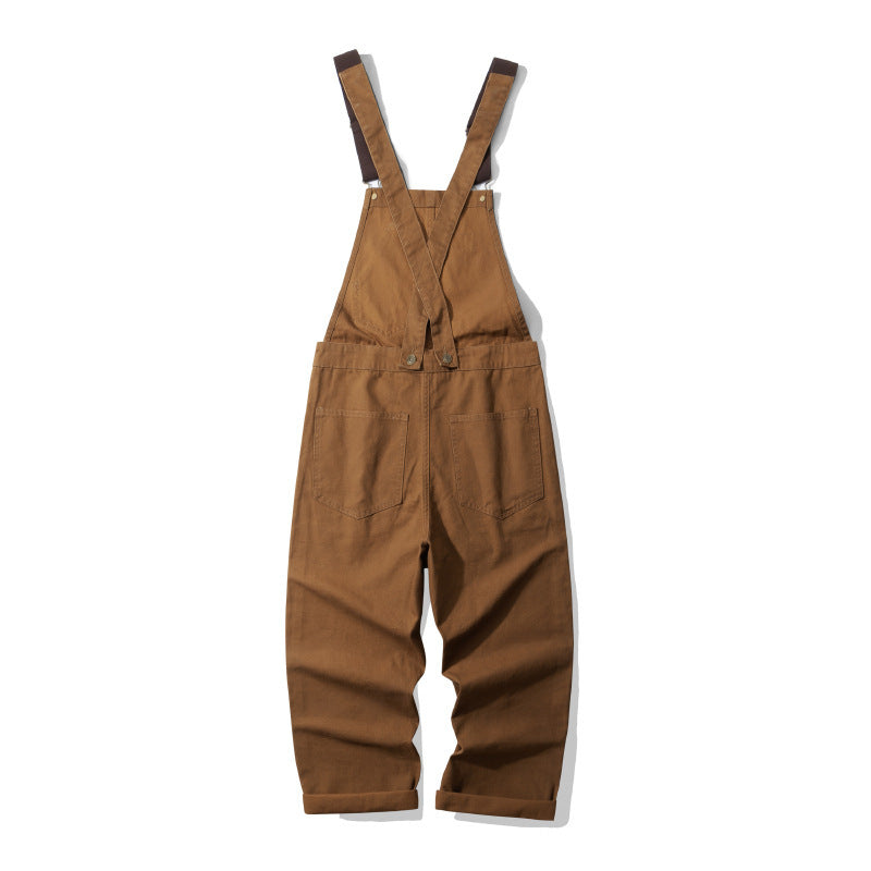 Outdoor Canvas Lumberjack Working Bib Top Pants Railway Stripe One-piece