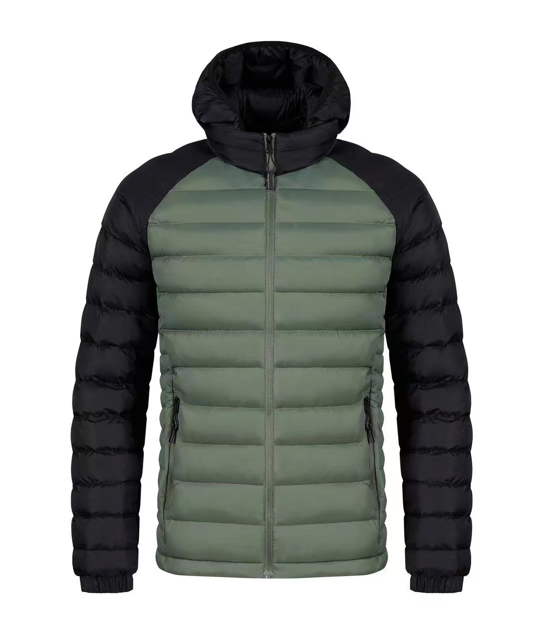 Men's Fleece-lined Thick Hooded Rib Cotton-padded Jacket