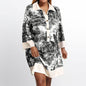 Women's Ink Painting Printing Lapel Half Sleeve Dress