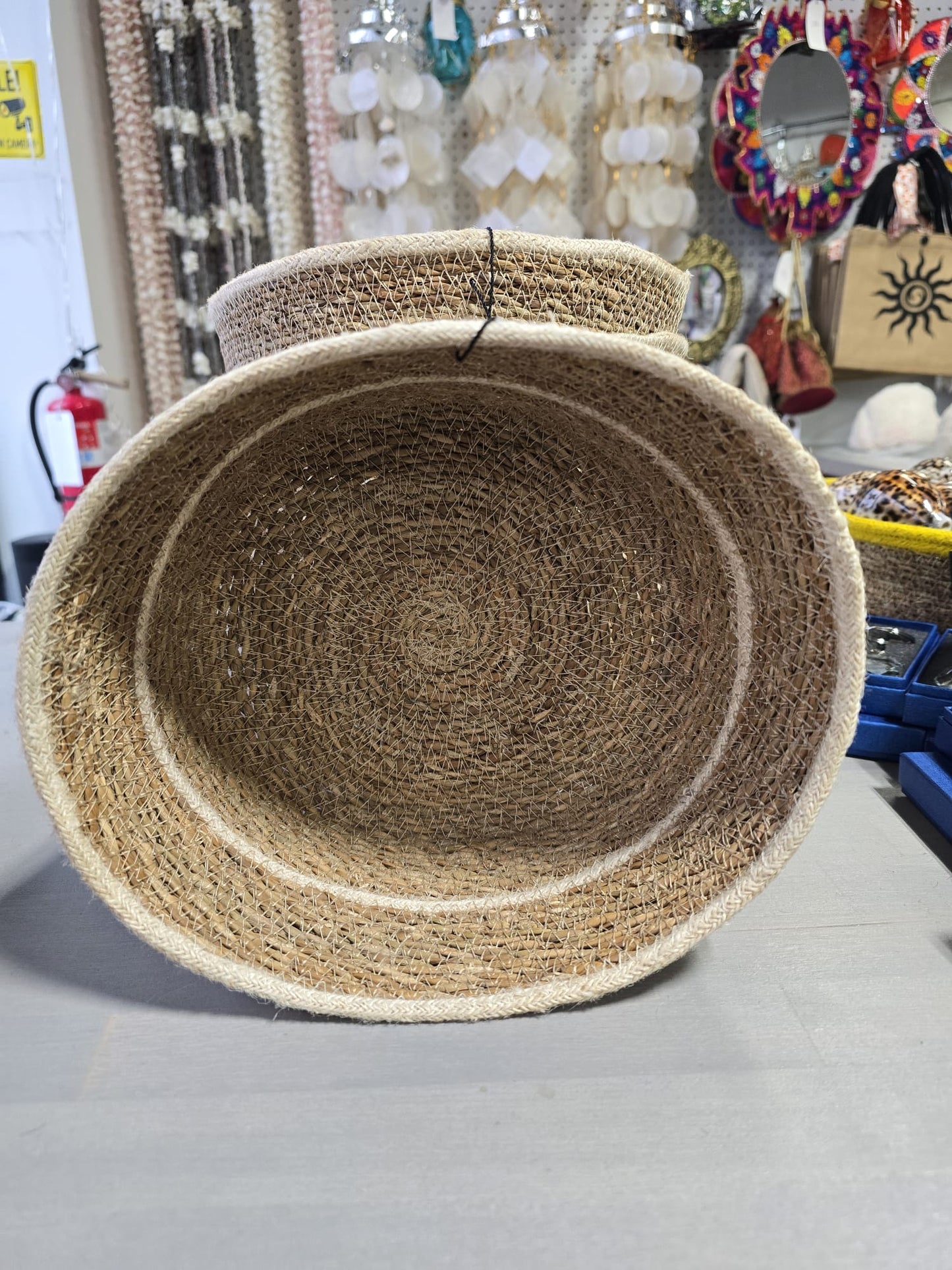 Handcrafted Small Sea Grass Basket – 9" Diameter x 4" Height