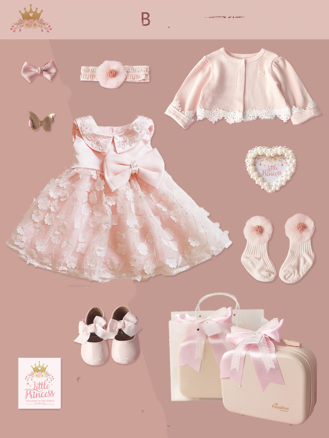 Baby High-end Gift Box Little Princess Dress Lace Dress Suit