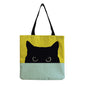 Color Matching Cat Cotton And Linen Shopping Bag Cartoon Women's Shoulder Handbag