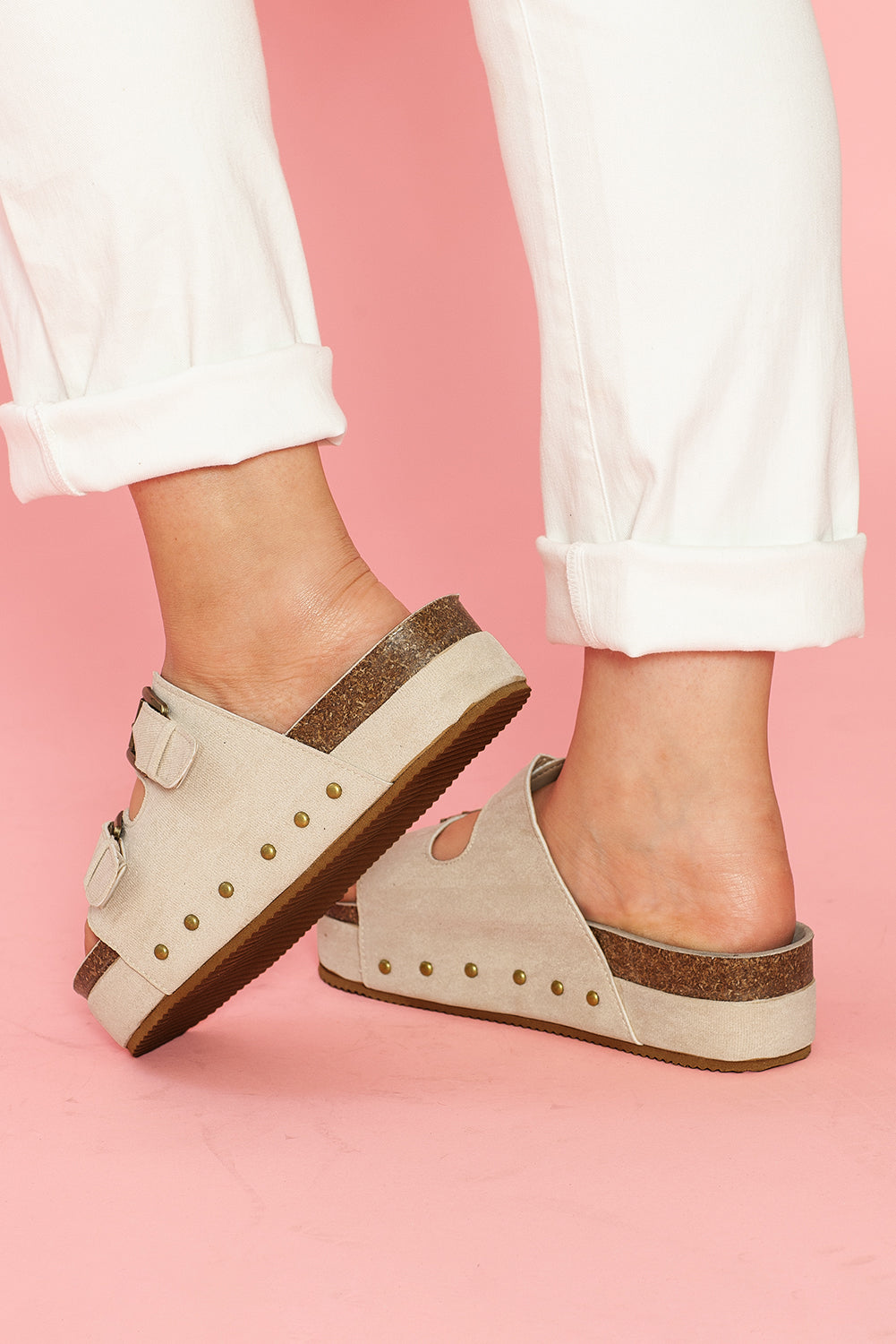 Suede Buckle Decor Footbed Sandal Slippers