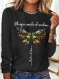 Women's Printed Long Sleeve Hoodless Sweatshirt