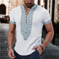 Men's Summer 7 Buckle Loop Stand Collar Short Sleeve Shirt