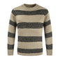 Round Neck Color Block Knitted Striped Sweater