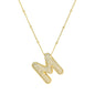 Brass Zircon Bubble Balloon Letter Pendant Necklace For Women