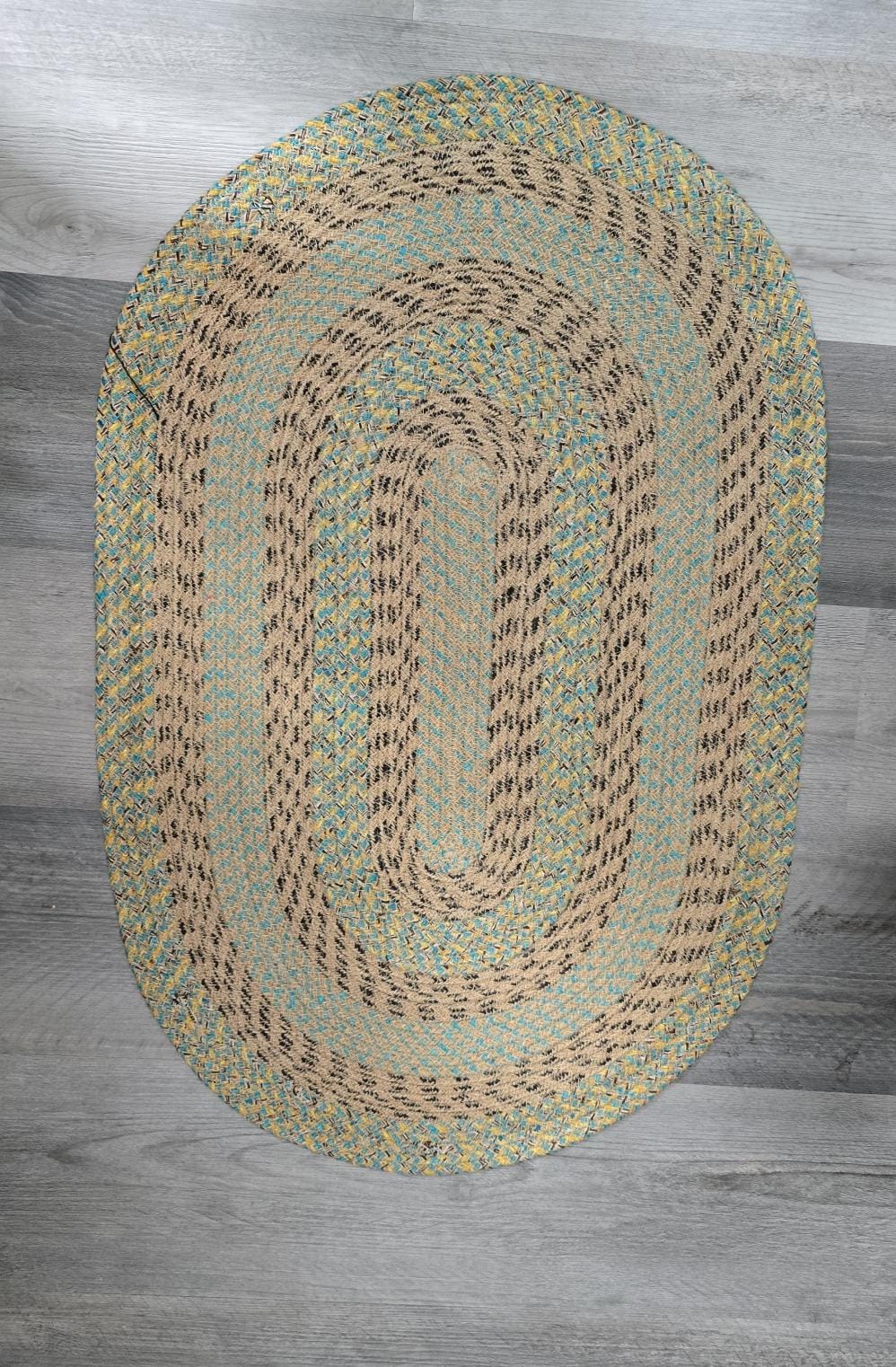 Handcrafted Oval Jute Door Mat – 30" L × 20" W Eco-Friendly Design