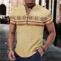 Men's Summer 7 Buckle Loop Stand Collar Short Sleeve Shirt