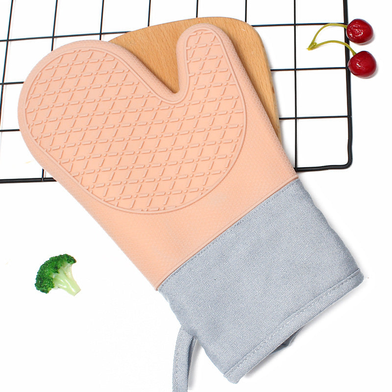 Silicone Insulated Glove, Anti Slip, Lengthened, Thickened, High-Temperature Resistant Kitchen Anti Scalding Device