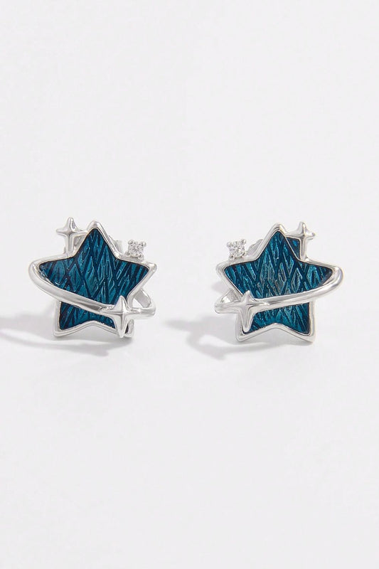 925 Sterling Silver Zircon Star Earrings