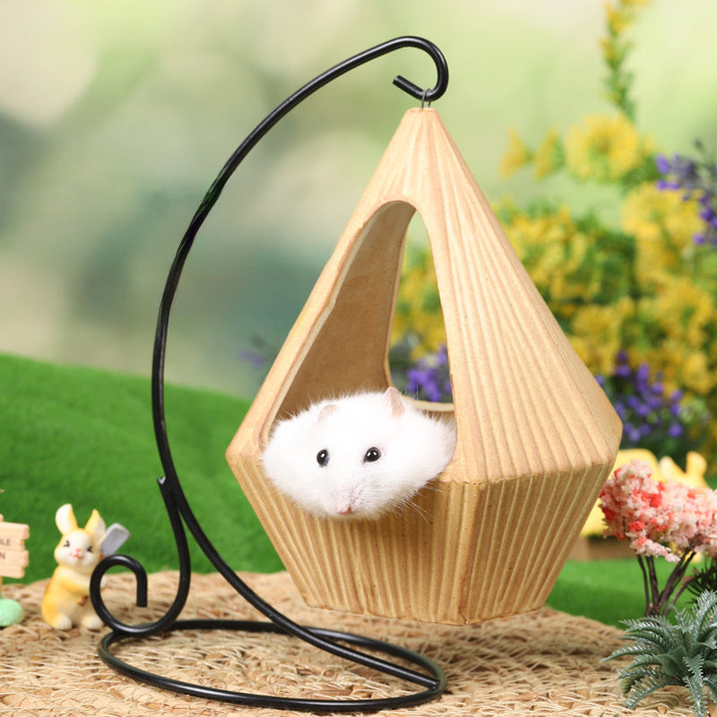 Hamster Hammock & Hideaway: Ceramic Swing, Cradle, and Toys for Fun & Relaxation