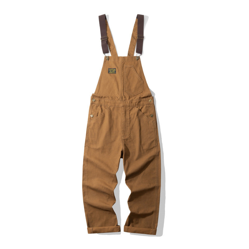 Outdoor Canvas Lumberjack Working Bib Top Pants Railway Stripe One-piece