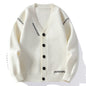 Heavy Men's Knitted Cardigan Coat Autumn And Winter V-neck Cotton Knitwear