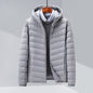 Men's Thin Hood Down Jacket Trendy Slim Fit White Duck Down