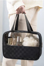 Black Stylish Checkered PVC Clear Cosmetic Bag