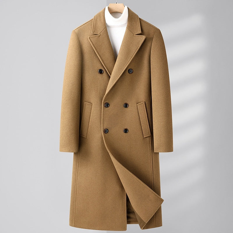 Double Breasted Long Woolen Coat