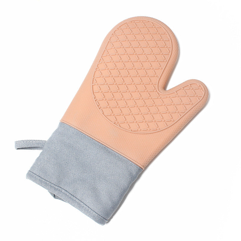 Silicone Insulated Glove, Anti Slip, Lengthened, Thickened, High-Temperature Resistant Kitchen Anti Scalding Device