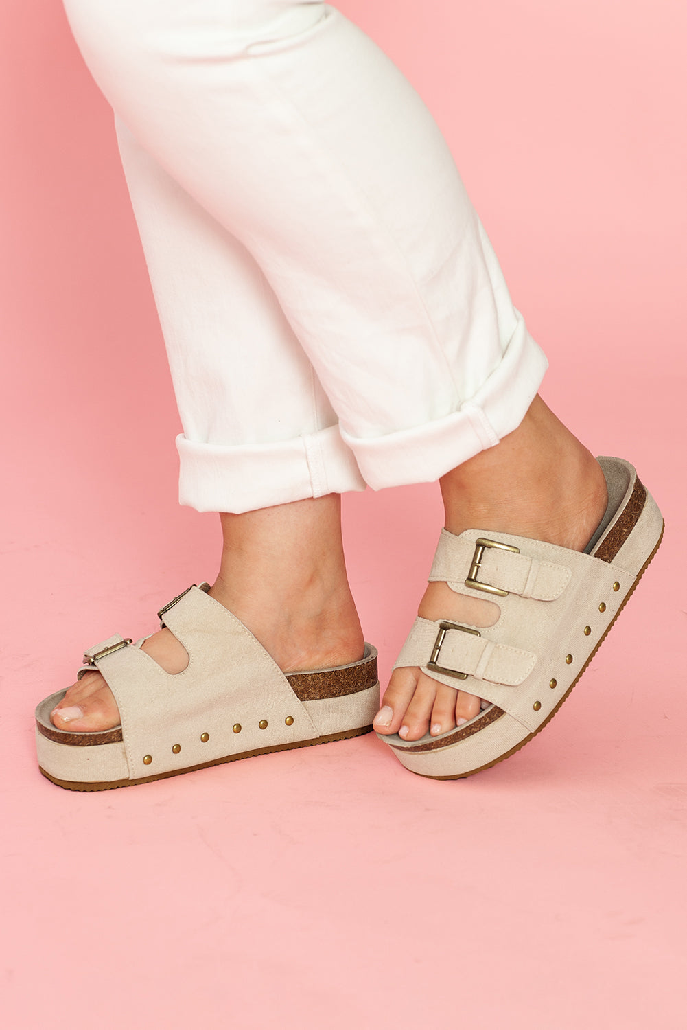 Suede Buckle Decor Footbed Sandal Slippers