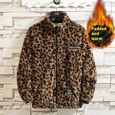 Autumn Winter Coat Coat Vintage Leopard Print Harajuku Hip Hop Style Loose