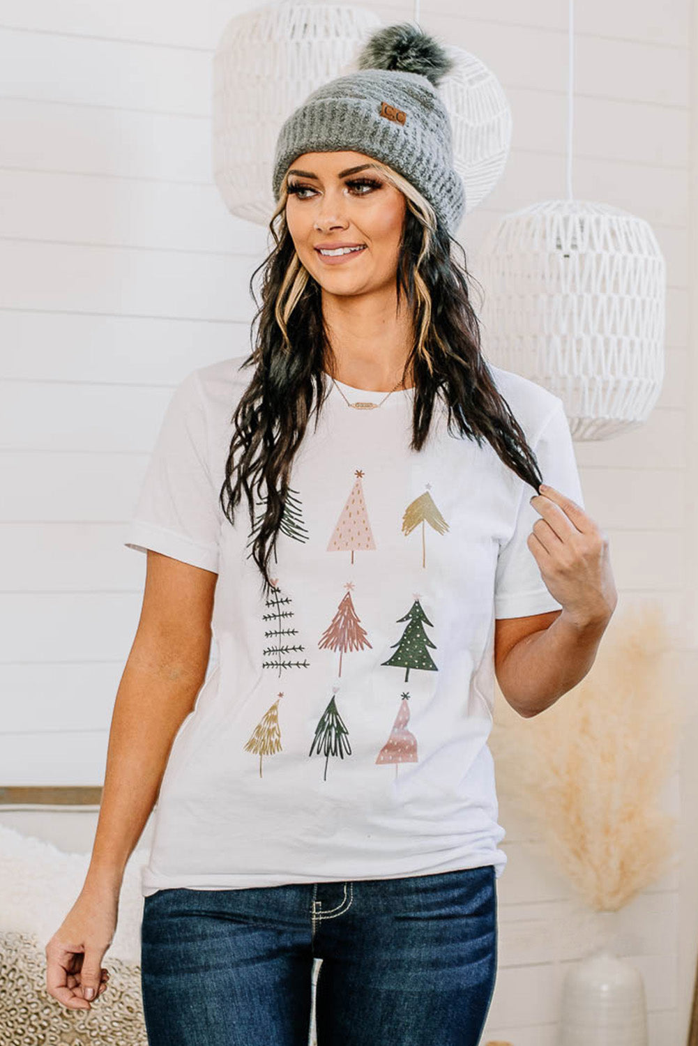 White Christmas Tree Graphic Tee