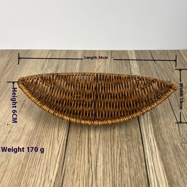 Household Storage Basket Rattan Binaural Tray