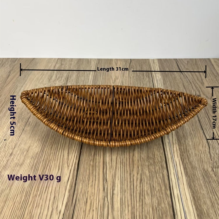 Household Storage Basket Rattan Binaural Tray