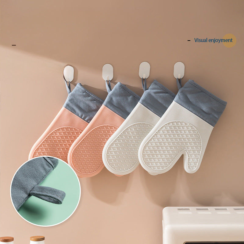 Silicone Insulated Glove, Anti Slip, Lengthened, Thickened, High-Temperature Resistant Kitchen Anti Scalding Device