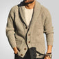 Solid Color Lapel Long Sleeve Outerwear Sweater